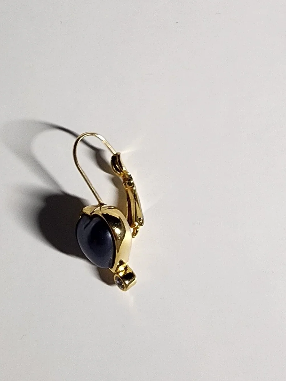 Joan Rivers Gold-Tone Navy Heart Drop Earrings with Crystal Accent